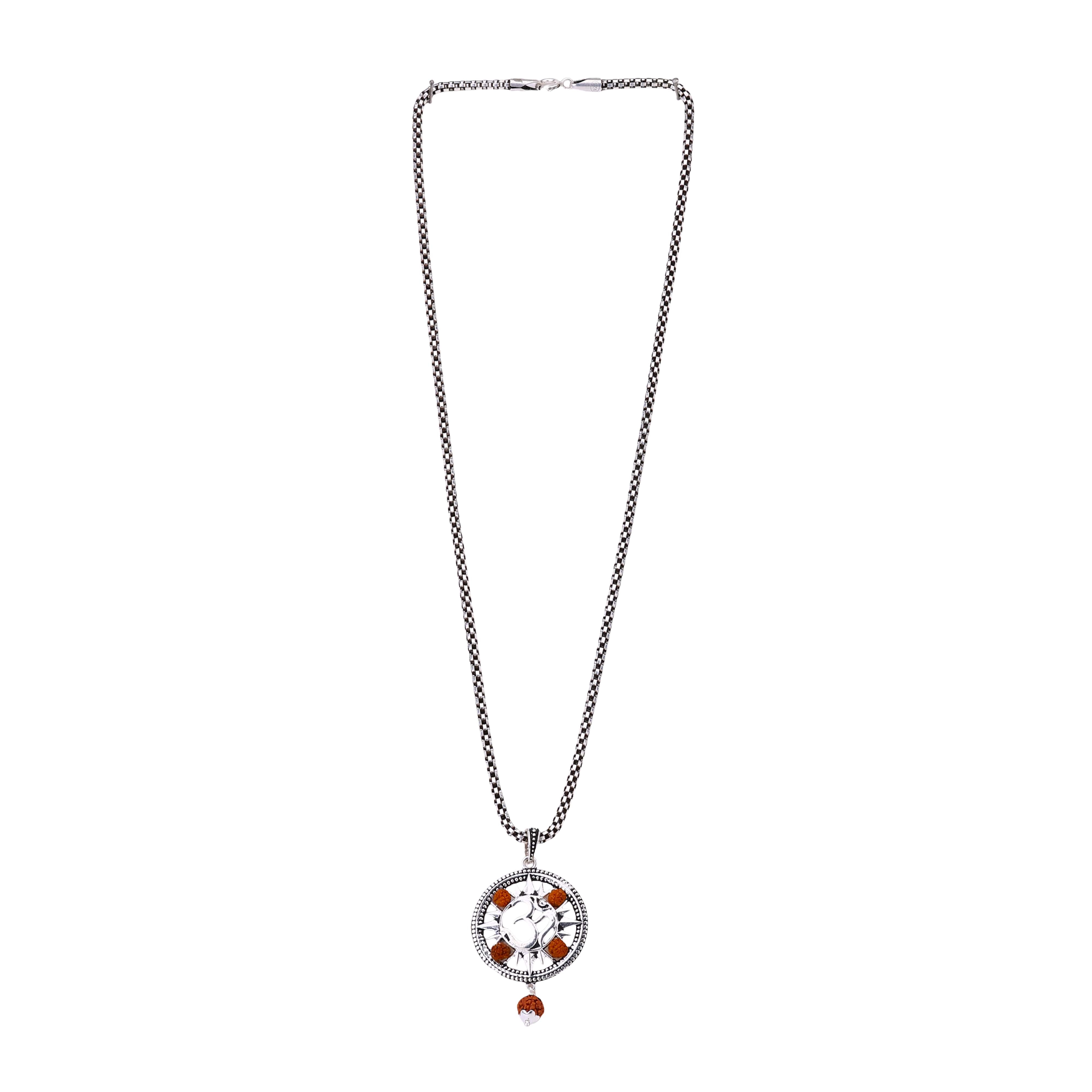 Spiritual Om Rudraksha Silver Pendant