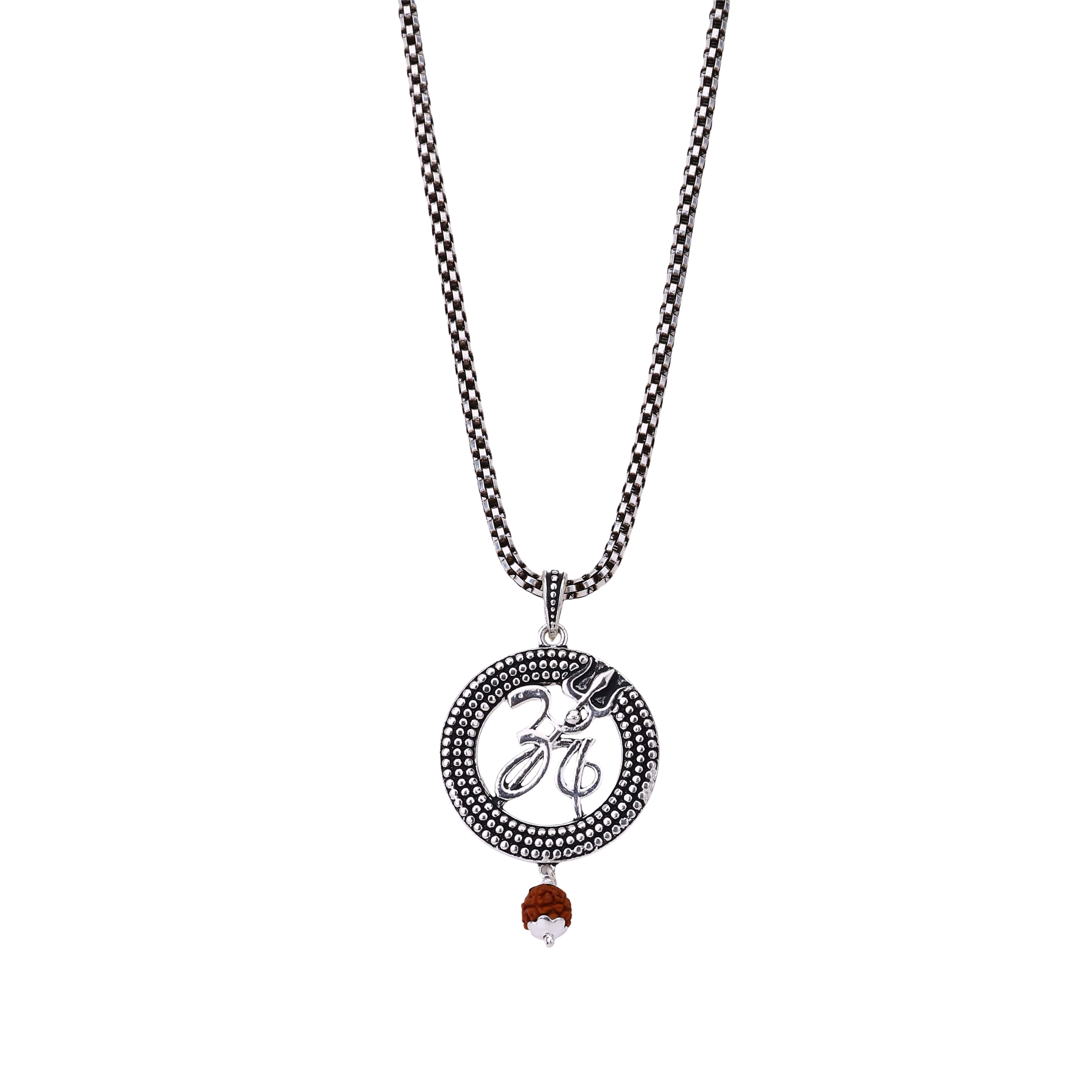 Om Trishul Rudraksha Silver Pendant