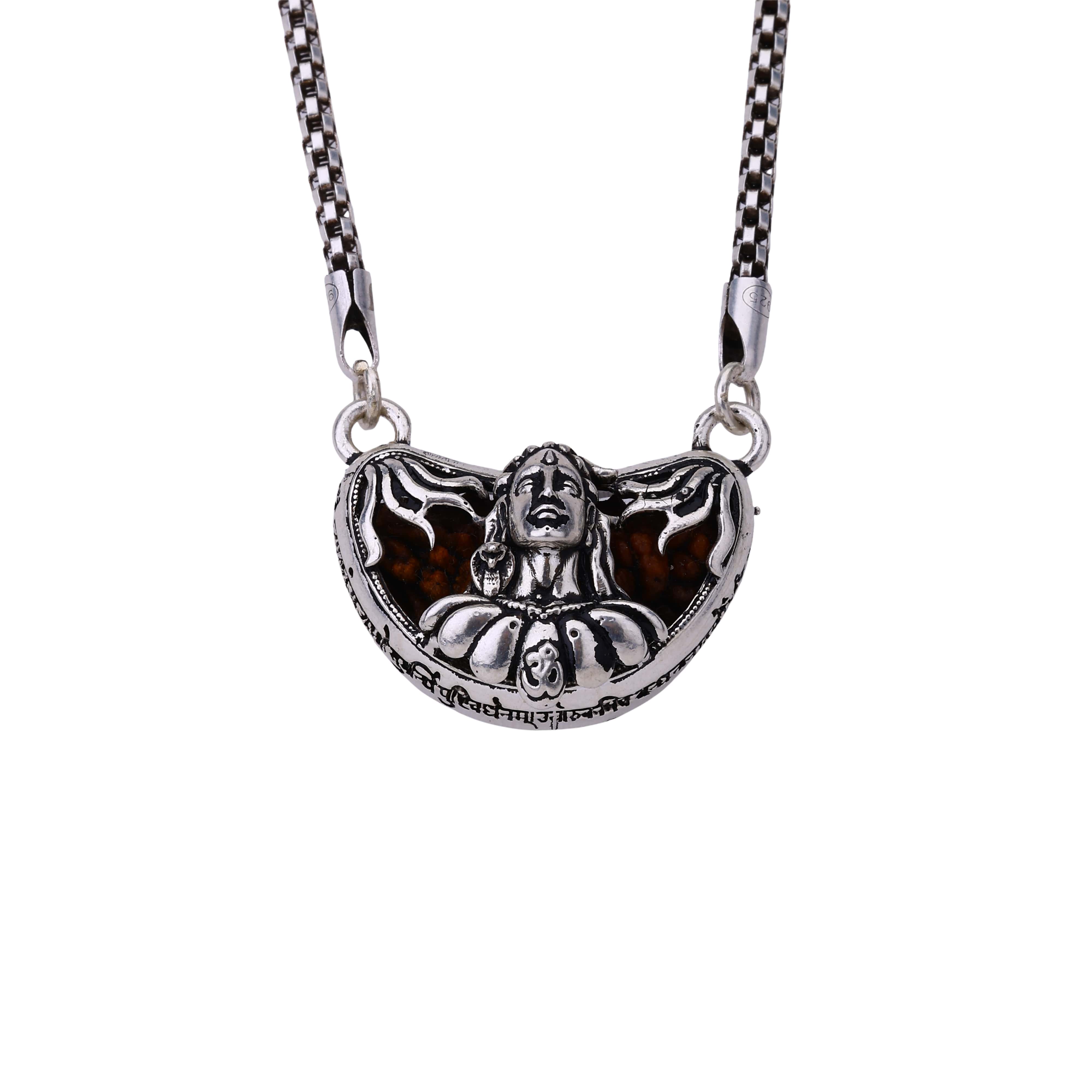 1 Mukhi Rudraksha with Adiyogi Silver Cap Pendant