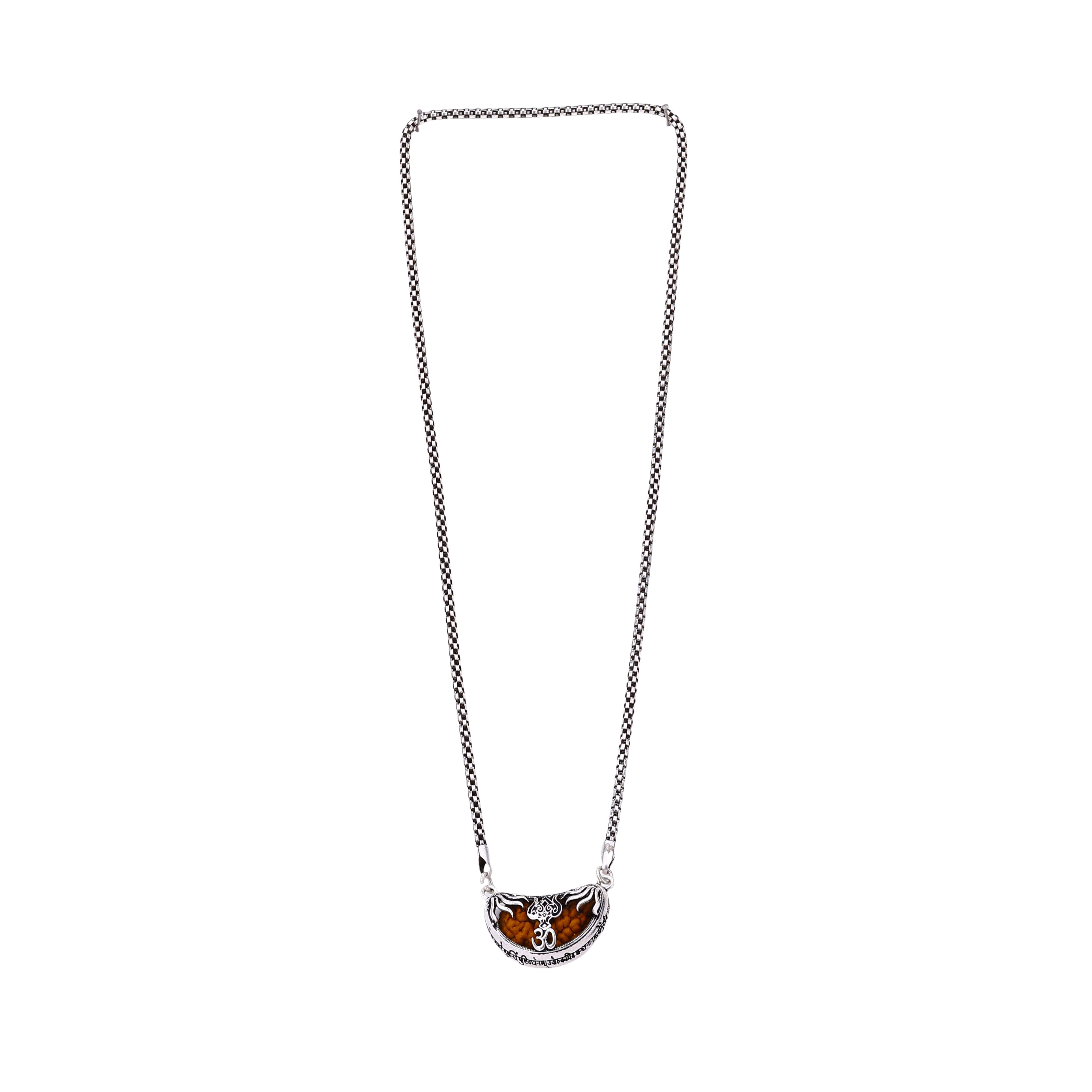 Mukhi Rudraksha with Trishul Silver Cap Pendant