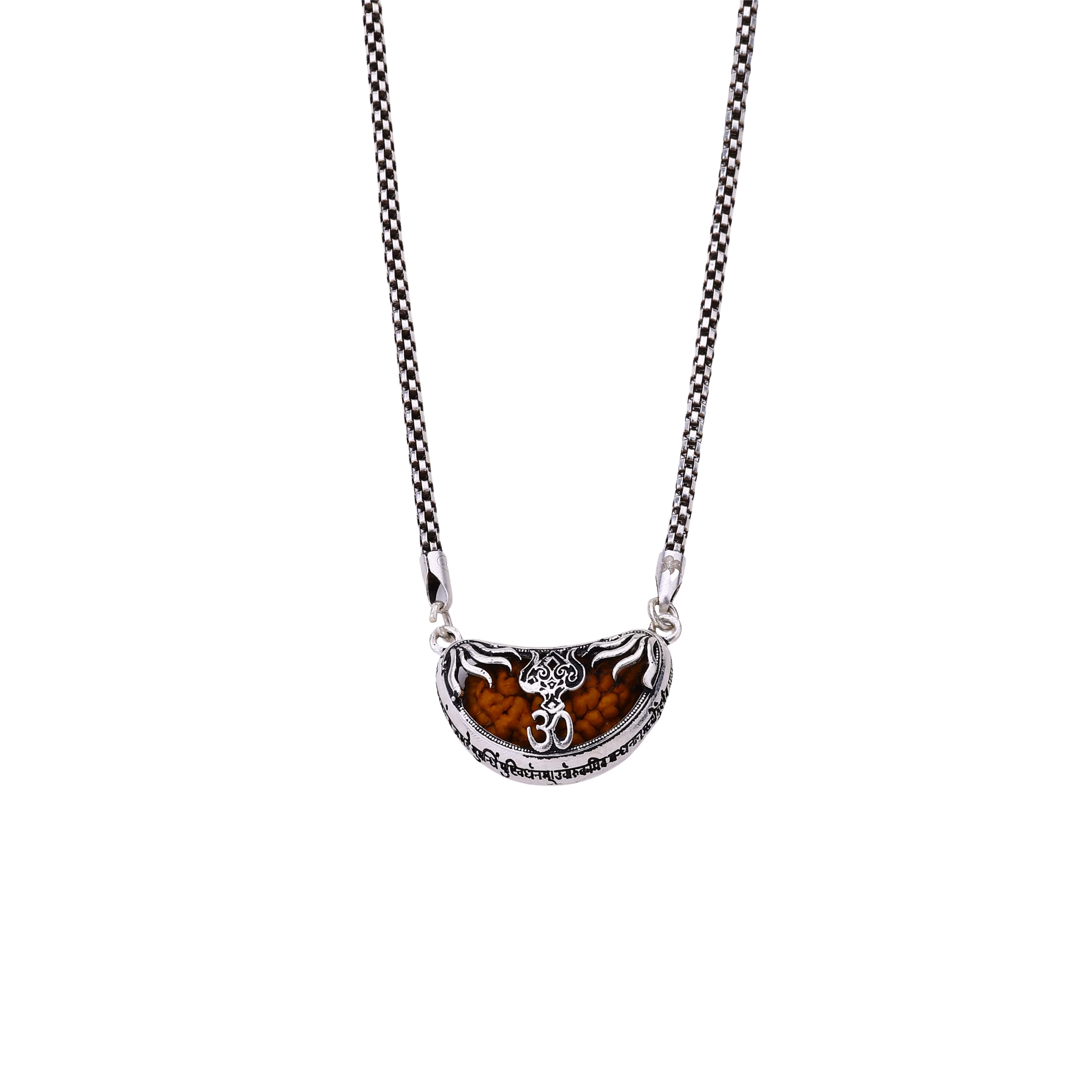 Mukhi Rudraksha with Trishul Silver Cap Pendant