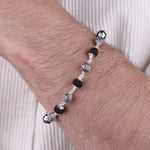 Black Rudraksha with Om Namah Shivay Silver Bracelet
