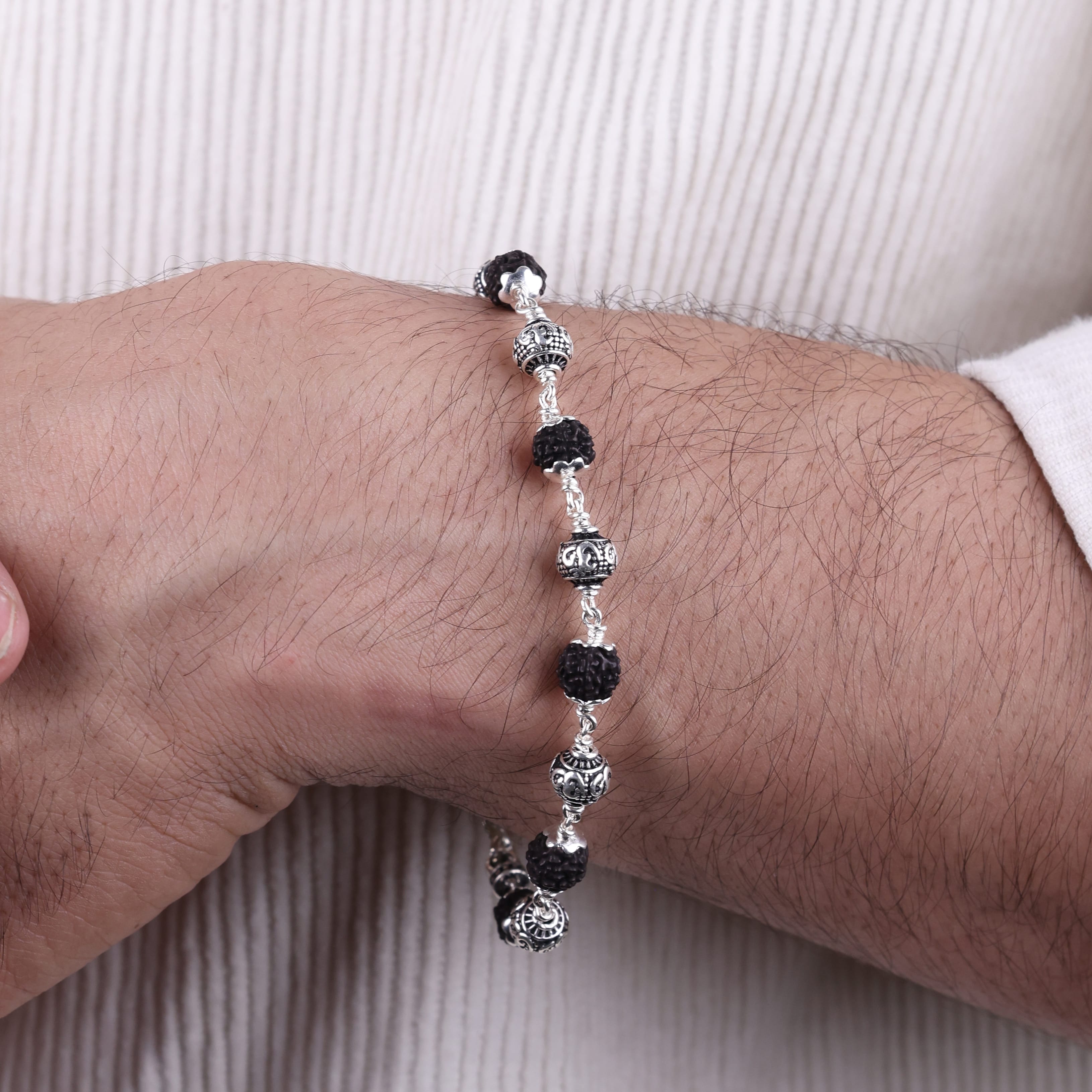 Original Karungali with Om Silver Bracelet
