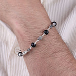 Karungali with Hollow Circular Silver Bracelet