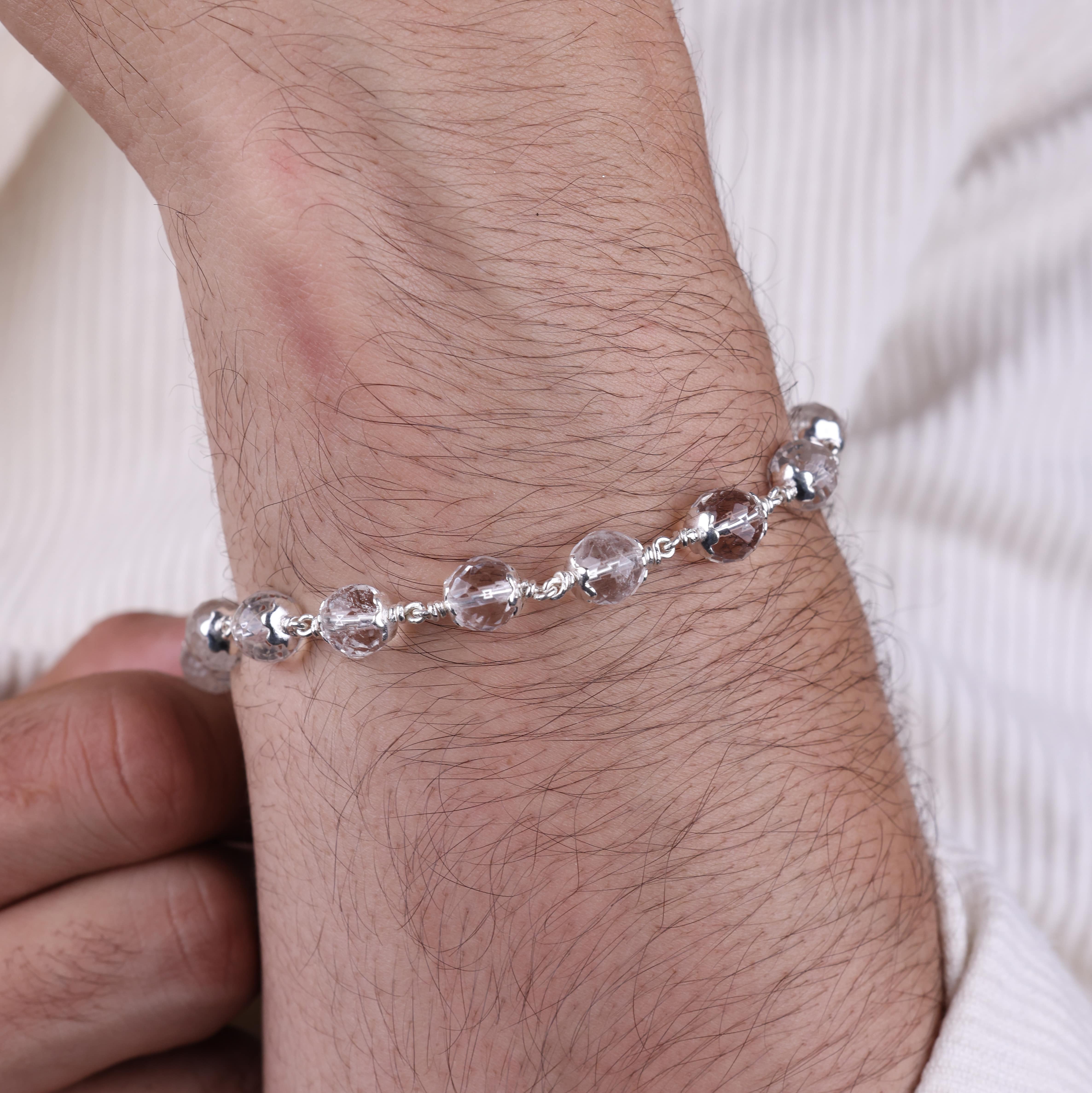 Original Sphatik Bead Silver Bracelet