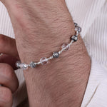 Authentic Sphatik Diamond Cut Beads With Om Silver Beads Bracelet