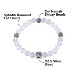 Sphatik Diamond Cut Beads with Om Namah Shivay Silver Beads Bracelet