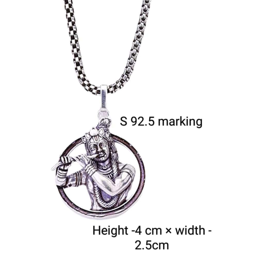 Authentic Lord Krishna Silver Pendant