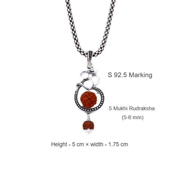 Om Rudraksha Silver Pendant