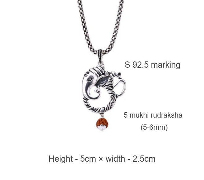 Shree Ganesh Om Rudraksha Silver Pendant