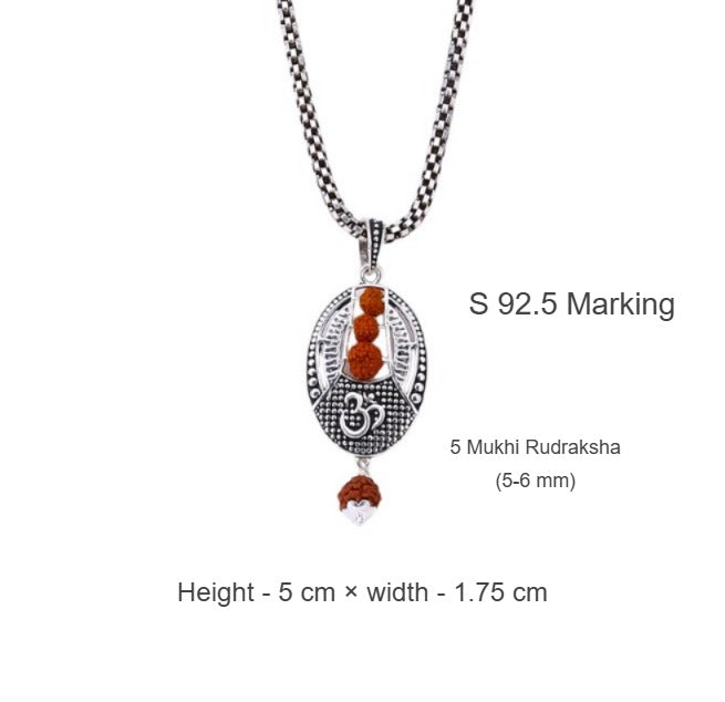 Om Rudraksha Beads Silver Pendant