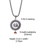 Sacred Surya Om Rudraksha Silver Pendant