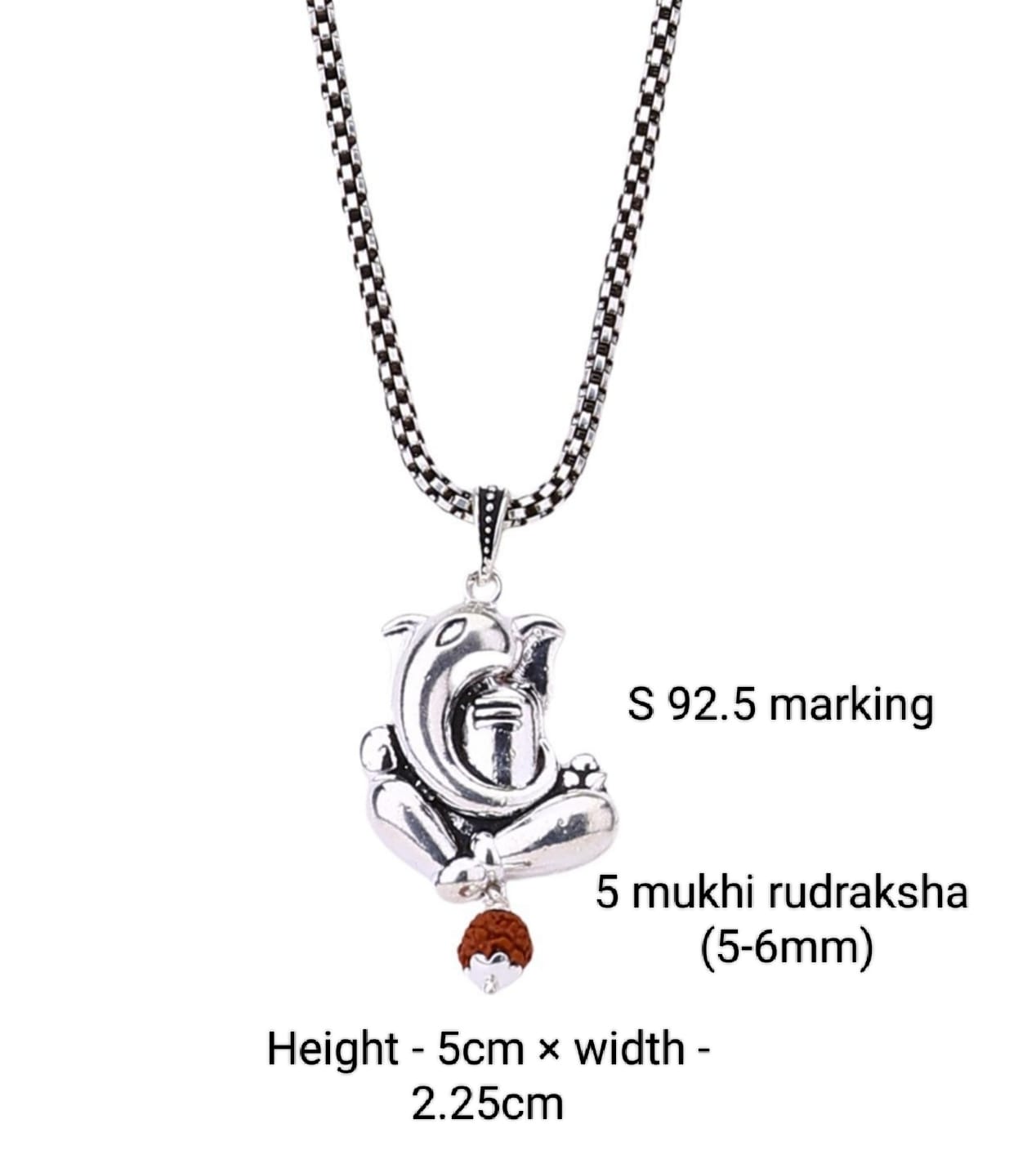 Ganesha Shivling Rudraksha Silver Pendant