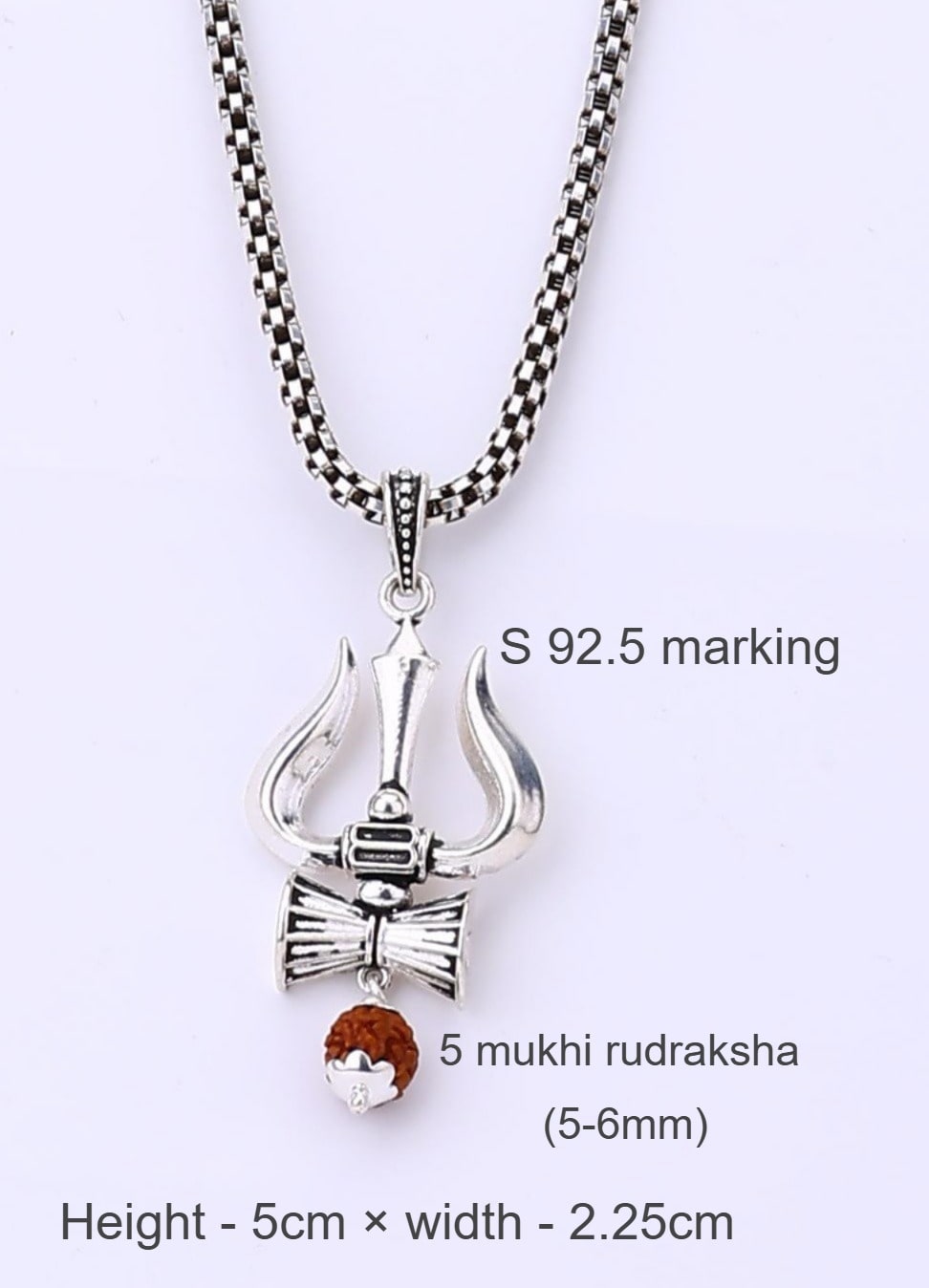 Shiva Trishul Rudraksha Silver Pendant