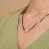 Black Beads Mangal Sutra with Beaded Silver Circular Pendant for Women