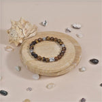 Tiger Eye Stone with Om Namah Shivay Silver Beads Bracelet
