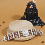 Rudraksha Silver Trishul With Om Four Line Bracelet