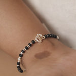 Black Beads with Silver Baby Feet Nazariya for Kids