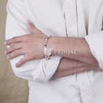 Rudraksha and Triangle Silver Beads Bracelet