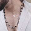 Premium 925 silver Karungali mala with decorative triangle beads