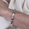 Karungali with Hollow Cylindrical Silver Bracelet