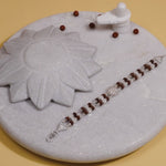 Rudraksha Silver Bracelet with Om Embedded in Surya Double Line