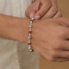 Rudraksha and Om Namah Shivay Silver Beads Bracelet