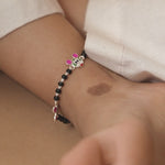 Real Black Beads Mickey Mouse Silver Nazariya for Kids
