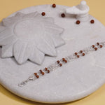Rudraksha Silver Three Om double line Bracelet