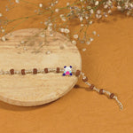 Rudraksha Silver Bracelet with Colorful Teddy Bear Single Line for Kids