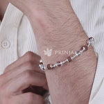 Premium Rudraksha with Sphatik Diamond Cut Beads Silver Bracelet