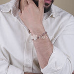 Pure 92.5 Silver Round Frame Rudraksha Bracelet