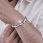 Sphatik with Om Silver Beads Bracelet