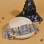 Rudraksha Silver Shiva Six Lines Bracelet
