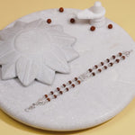 Rudraksha Silver BAPS Tilak Double Line Bracelet