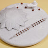 Rudraksha Silver BAPS Tilak Double Line Bracelet