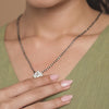 Solitaire Square Shape Mangalsutra in Silver 92.5