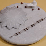 Rudraksha Silver Om With Ganesh Double Line Bracelet