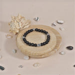 Ebony Karungali with Shree Hari Silver Beads Bracelet