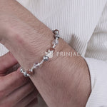 Rudraksha with Diamond Cut Sphatik and Om Silver Beads Bracelet