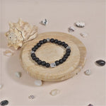 Ebony Karungali with Om Silver Beads Bracelet