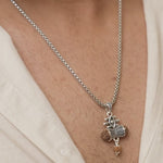 Rudraksha Damru & Lord Shiva Third Eye Pendant with Silver Chain