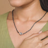 Real Black Beads Mangal Sutra with Beaded Silver Circular Pendant for Women