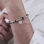 Karungali with Oval Filigree Beads Silver Bracelet