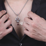 Shiva Trishul Damru with Rudraksha Silver Pendant