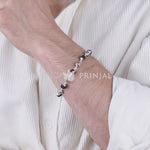 Premium Black Rudraksha with Om Namah Shivay Silver Bracelet