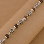 Rudraksha Silver Square Cylinder Bracelet.