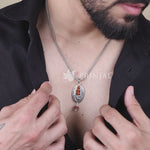 Om Rudraksha Beads Silver Pendant